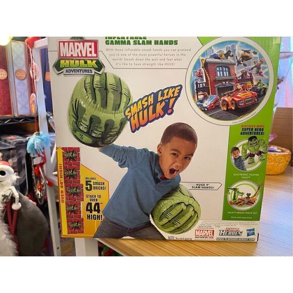 2012 Playskool Heroes Marvel Avengers Hulk Inflatable Gamma Slam Hands New - Picture 4 of 8
